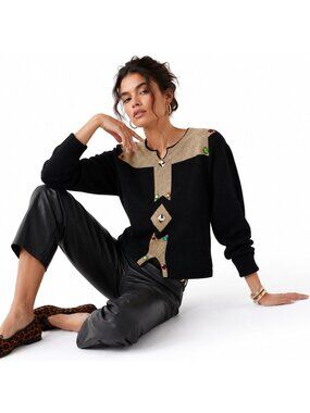 vintage 90s HELEN HSU ny metallic knit sweater XS art to wear minimalist luxury
